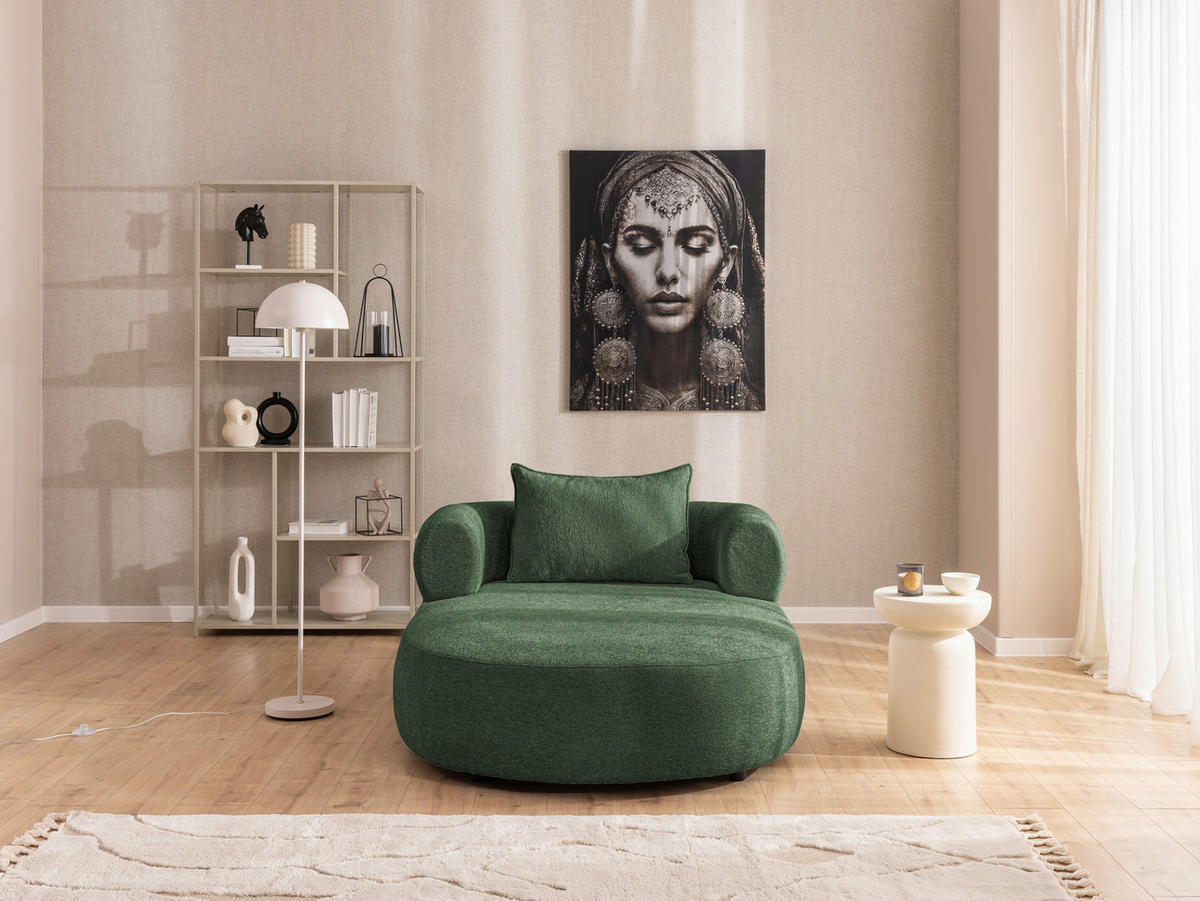 XXL-SESSEL Chenille Grün  - Schwarz/Grün, Design, Kunststoff/Textil (122/76/156cm) - Livetastic