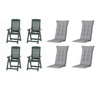 GARTENSTUHL-SET Kunststoff, Textil Grau, Grün  - Grau/Grün, MODERN, Kunststoff/Textil (44/111/50cm) - Gardenson