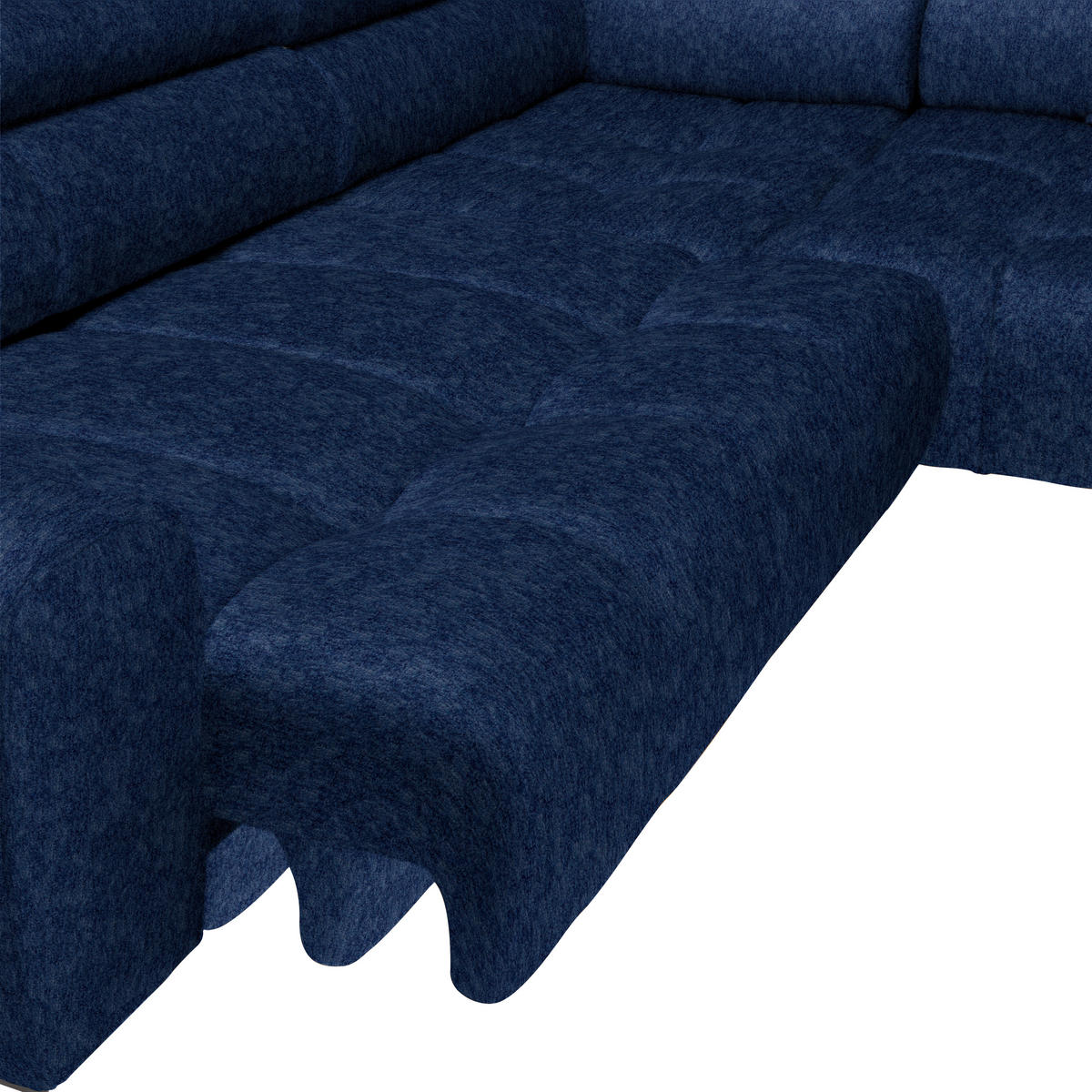 ECKSOFA Dunkelblau Samt, Webstoff  - Schwarz/Dunkelblau, Design, Textil/Metall (270/177cm) - Welnova