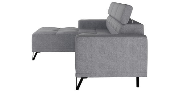 ECKSOFA Grau Chenille - Schwarz/Grau, KONVENTIONELL, Textil/Metall (178/264cm) - Hom`in