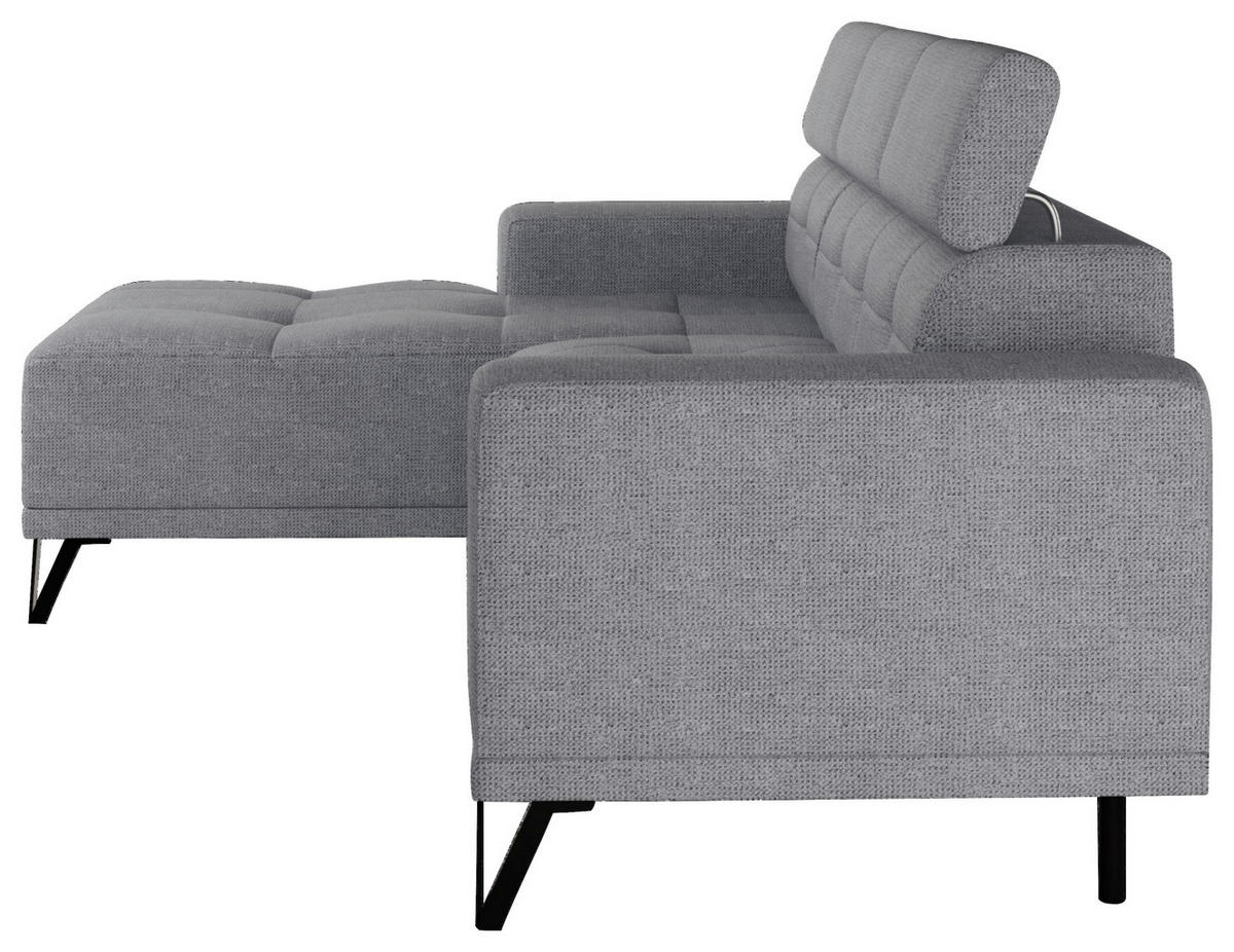 ECKSOFA Grau Chenille  - Schwarz/Grau, KONVENTIONELL, Textil/Metall (178/264cm) - Hom`in