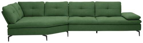 ECKSOFA in Flachgewebe Grün  - Schwarz/Grün, Design, Textil/Metall (157/344cm) - Chilliano