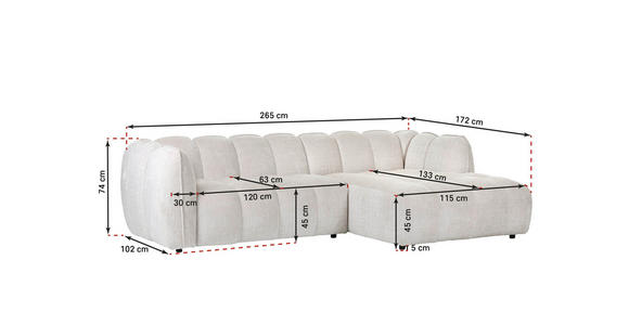 ECKSOFA in Chenille Dunkelgrau 272/172 cm - Dunkelgrau/Schwarz, KONVENTIONELL, Kunststoff/Textil (272/172cm) - Carryhome