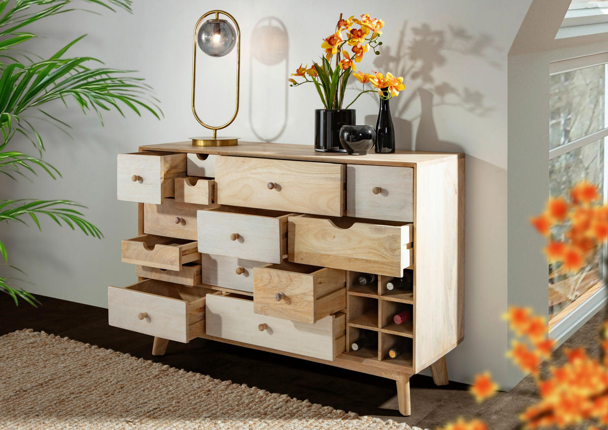 KOMMODE Kata  in 115/80/42 cm  - Naturfarben/Weiß, Design, Holz (115/80/42cm) - Landscape