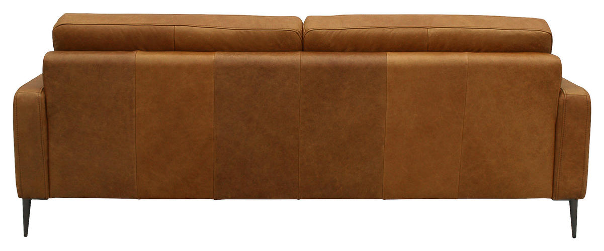 3-SITZER-SOFA in Echtleder Cognac  - Cognac/Schwarzchrom, Design, Leder/Metall (187/85/92cm) - Livetastic
