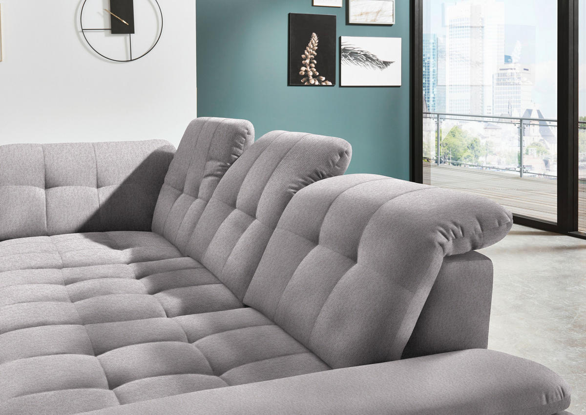 ECKSOFA in Chenille Hellgrau  - Chromfarben/Hellgrau, Design, Textil/Metall (260/310cm) - Beldomo Speed