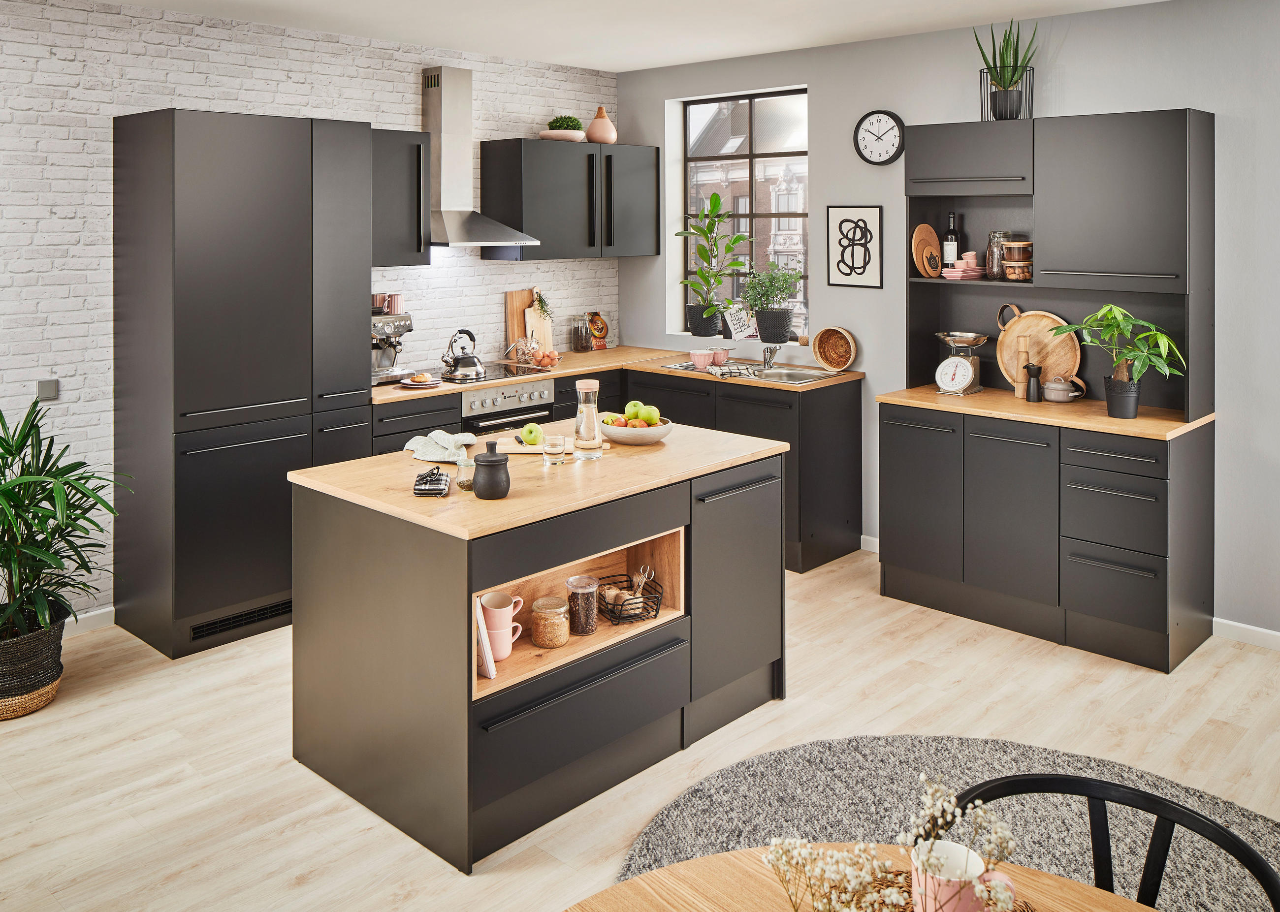 APOTHEKERSCHRANK 30/211/57 cm  in Schwarz  - Schwarz, LIFESTYLE, Holzwerkstoff/Kunststoff (30/211/57cm) - MID.YOU
