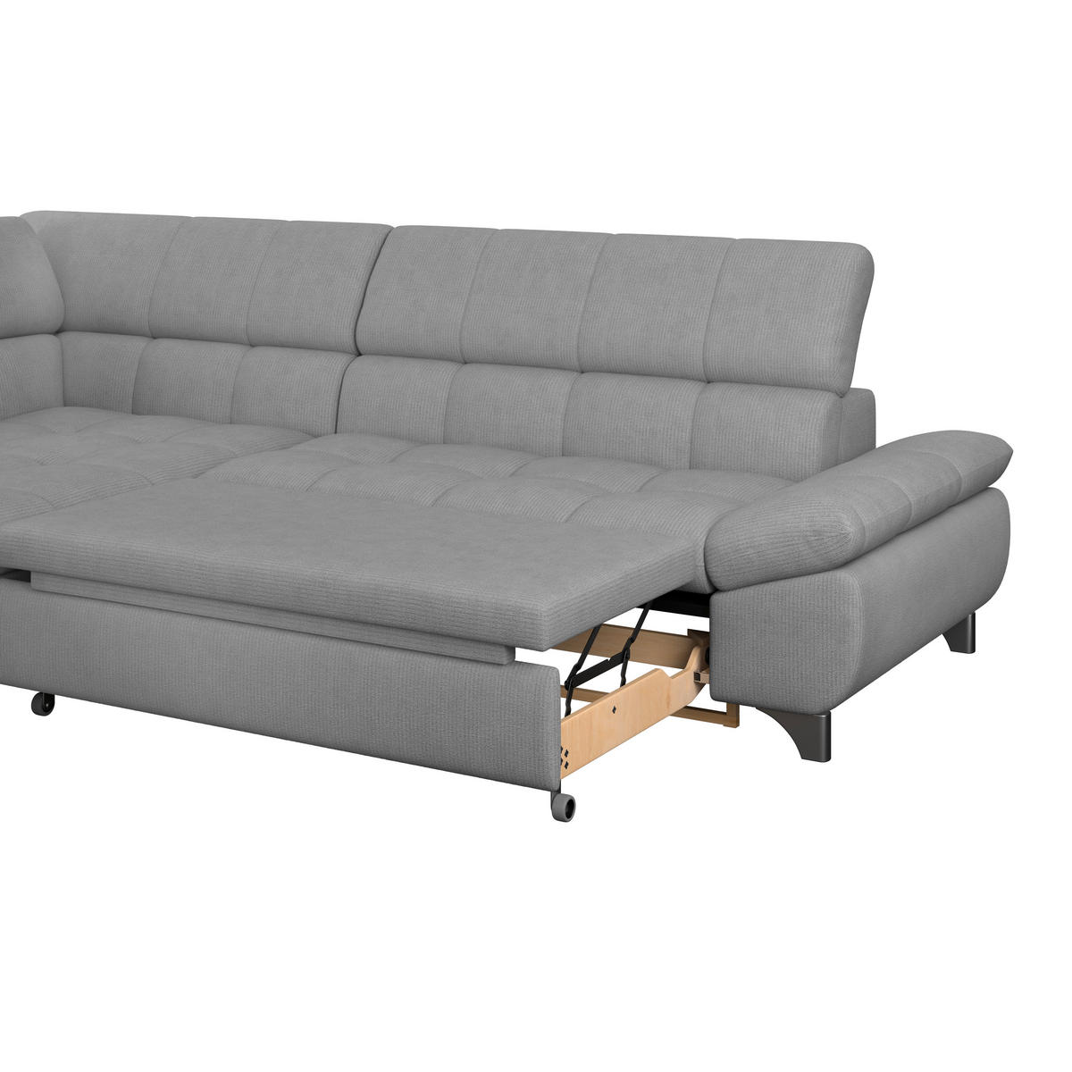ECKSOFA Grau Chenille  - Chromfarben/Grau, KONVENTIONELL, Textil/Metall (234/312cm) - Livetastic