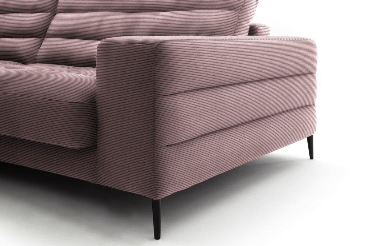 ECKSOFA in Cord Altrosa  - Schwarz/Altrosa, Design, Textil/Metall (207/296cm) - Dieter Knoll