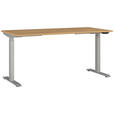 SCHREIBTISCH 160/80/72-118 cm  in Silberfarben, Eichefarben, Braun  - Eichefarben/Silberfarben, MODERN, Holzwerkstoff/Metall (160/80/72-118cm) - Novel