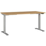 SCHREIBTISCH 160/80/72-118 cm  in Silberfarben, Eichefarben, Braun  - Eichefarben/Silberfarben, MODERN, Holzwerkstoff/Metall (160/80/72-118cm) - Novel