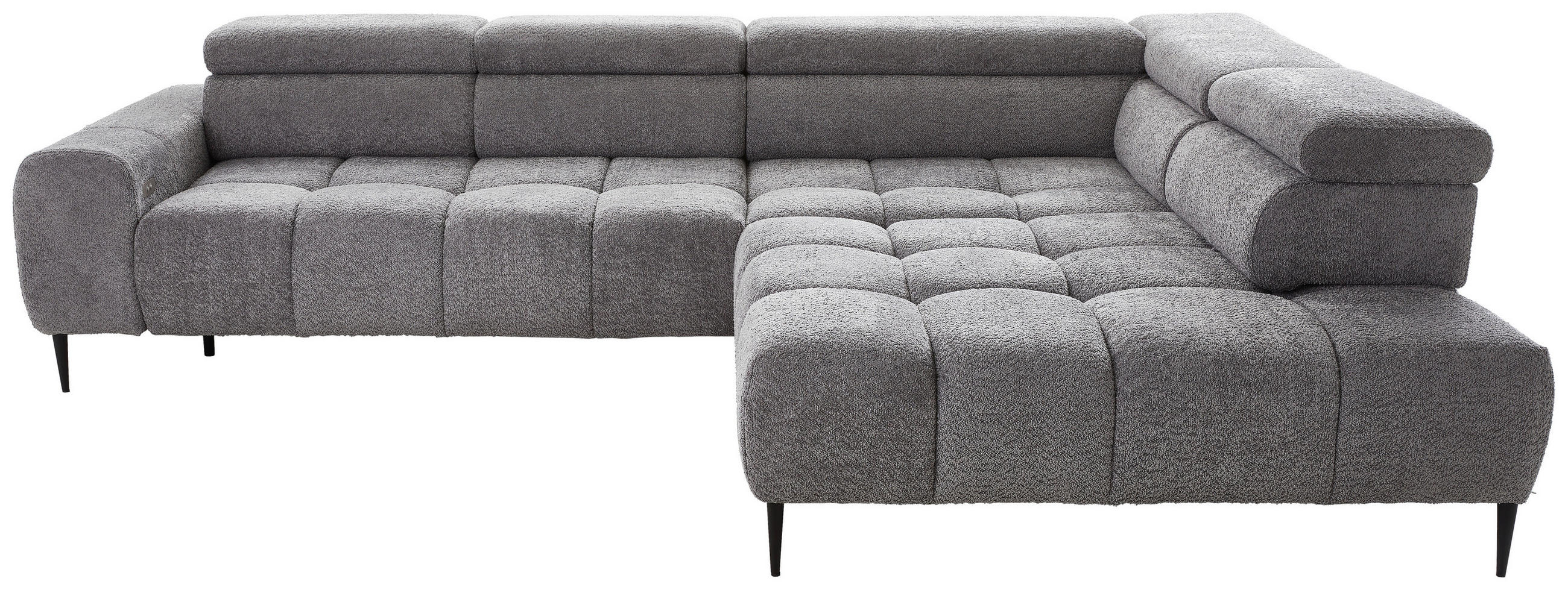 ECKSOFA Grau Webstoff  - Schwarz/Grau, Design, Textil/Metall (300/216cm) - Welnova