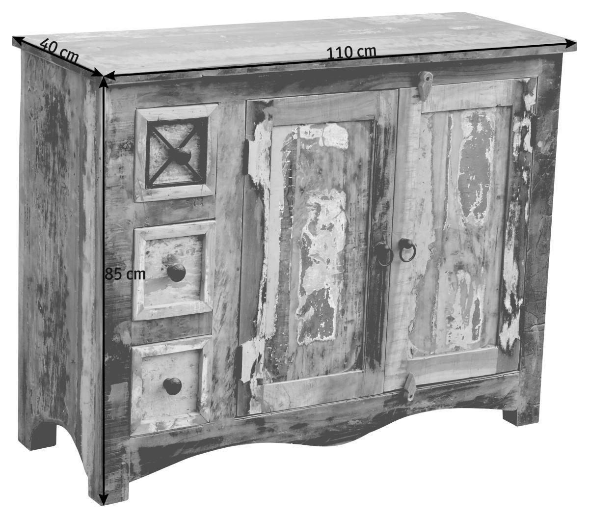 KOMODA, recyklované dřevo, vícebarevná, 110/85/40 cm - vícebarevná/hnědá, Lifestyle, kov/dřevo (110/85/40cm) - Landscape