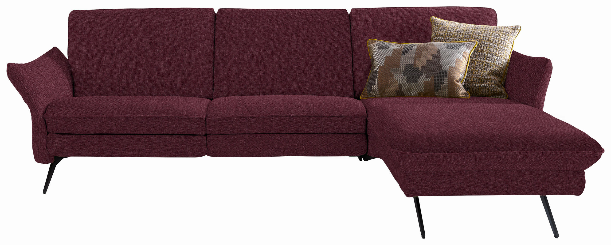 ECKSOFA in Chenille Dunkelrot  - Anthrazit/Dunkelrot, Design, Textil/Metall (262/158cm) - Himolla Komfortklass