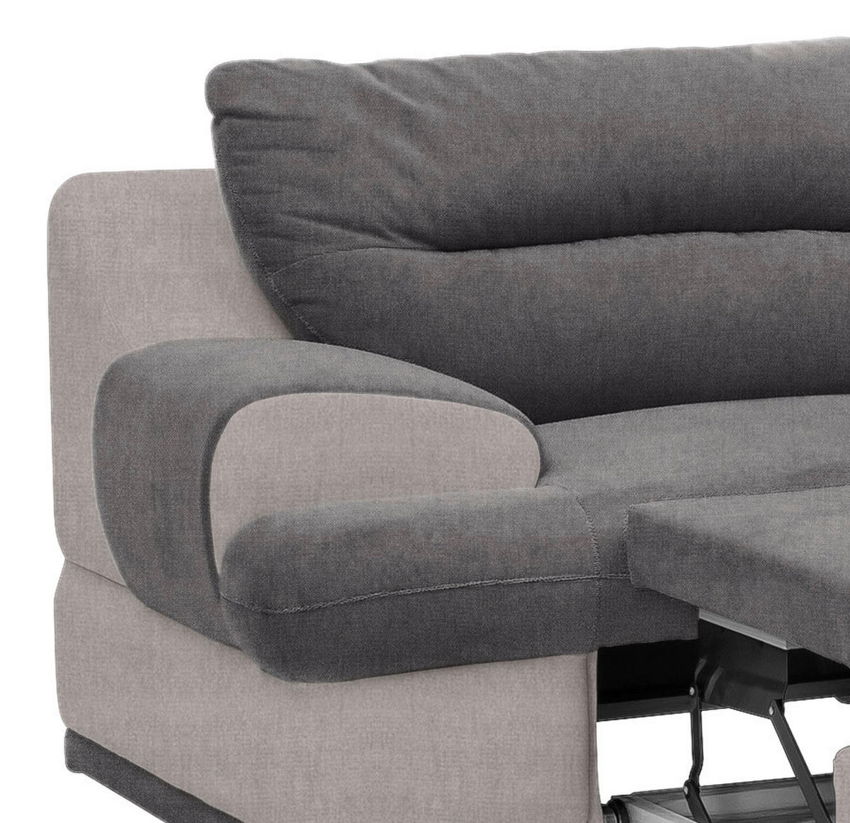 ECKSOFA Anthrazit, Hellgrau Velours  - Chromfarben/Anthrazit, KONVENTIONELL, Textil/Metall (264/217cm) - MID.YOU