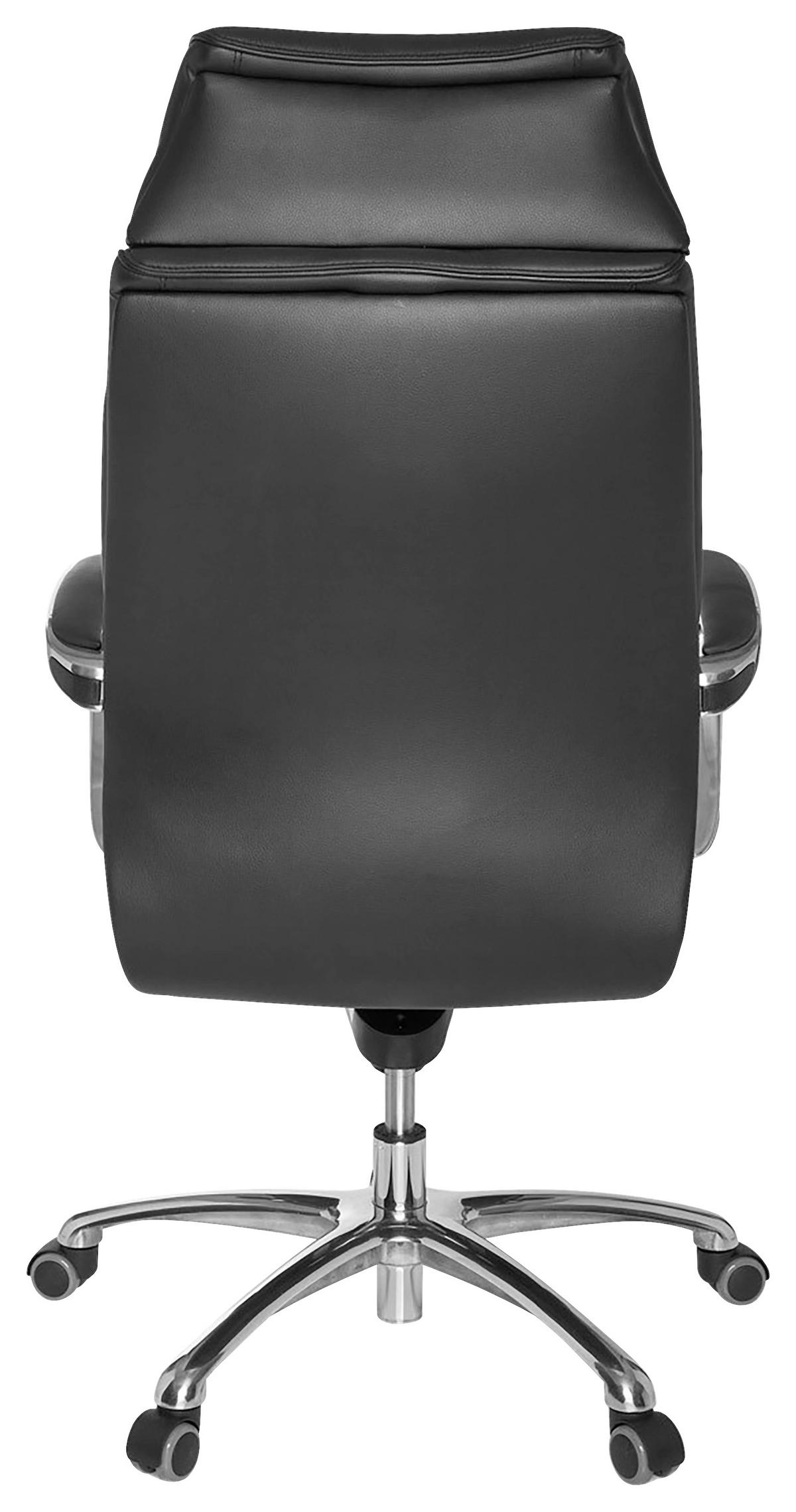 CHEFSESSEL Schwarz  - Alufarben/Schwarz, MODERN, Leder/Kunststoff (66/128/62cm) - MID.YOU