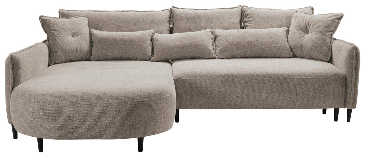 ECKSOFA in Chenille Taupe  - Taupe/Schwarz, Modern, Textil/Metall (200/285cm) - MID.YOU