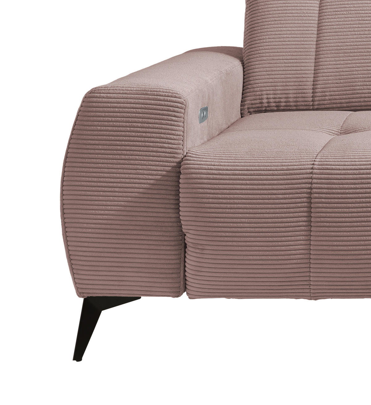 ECKSOFA in Cord Rosa  - Schwarz/Rosa, Modern, Textil/Metall (261/200cm) - Livetastic