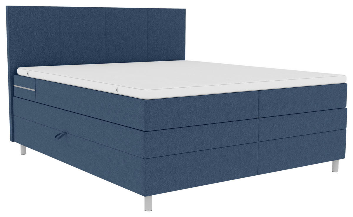 BOXSPRINGBETT 140/200 cm  in Blau  - Chromfarben/Blau, KONVENTIONELL, Kunststoff/Textil (140/200cm) - Boxxx