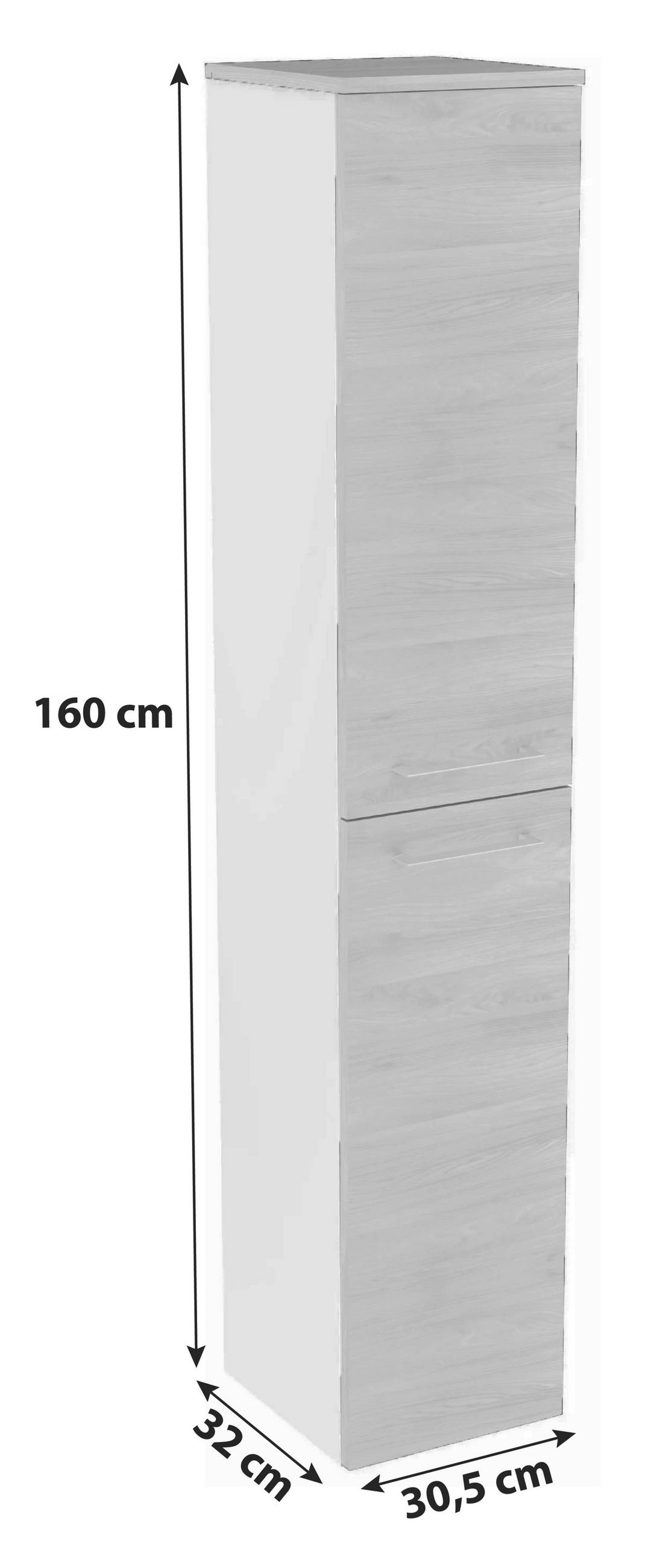 HOCHSCHRANK 30,5/160,5/32 cm  - Chromfarben/Eichefarben, MODERN, Glas/Holzwerkstoff (30,5/160,5/32cm) - MID.YOU