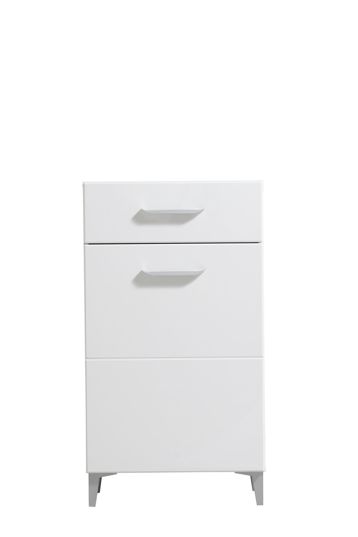 CIPŐSSZEKRÉNY 58/104,5/35 cm  - magasfényű fehér/fehér, Basics, faalapú anyag (58/104,5/35cm) - Xora