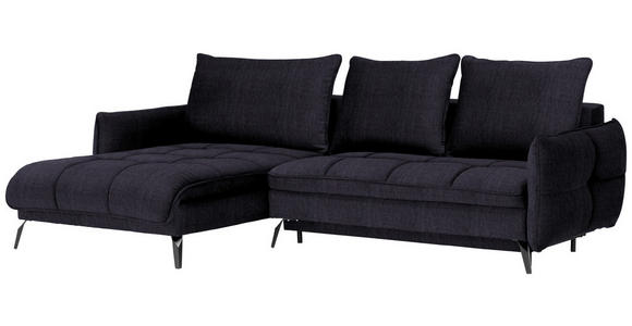 ECKSOFA in Flachgewebe Schwarz  - Schwarz, Design, Textil/Metall (180/273cm) - Hom`in