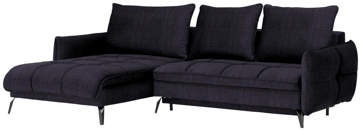 ECKSOFA in Flachgewebe Schwarz  - Schwarz, Design, Textil/Metall (180/273cm) - Hom`in