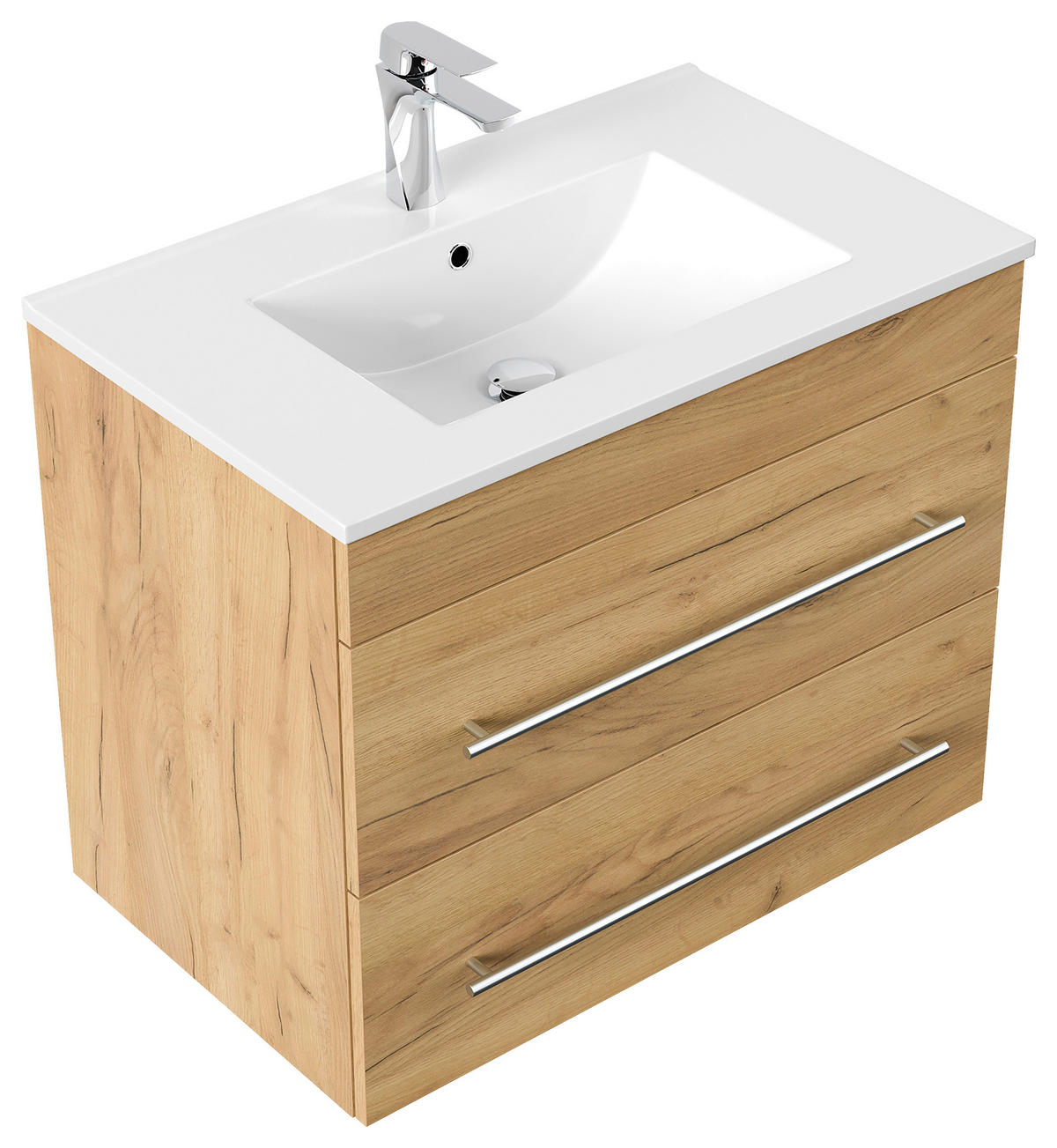 WASCHTISCHKOMBI 75,5 cm  - Eichefarben/Weiß, Basics, Keramik/Holzwerkstoff (75,5cm) - MID.YOU