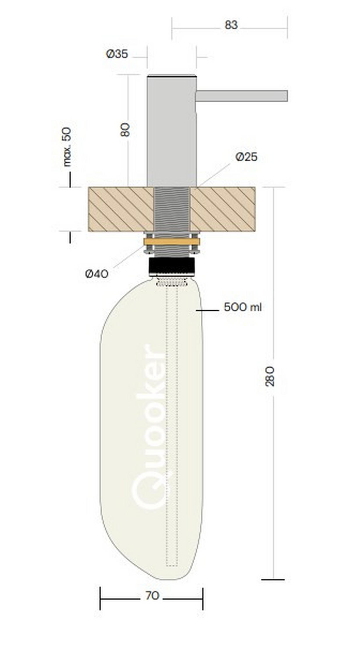 SEIFENSPENDER Nordic  - Silberfarben, Basics, Metall (3,5/8/10cm) - Quooker