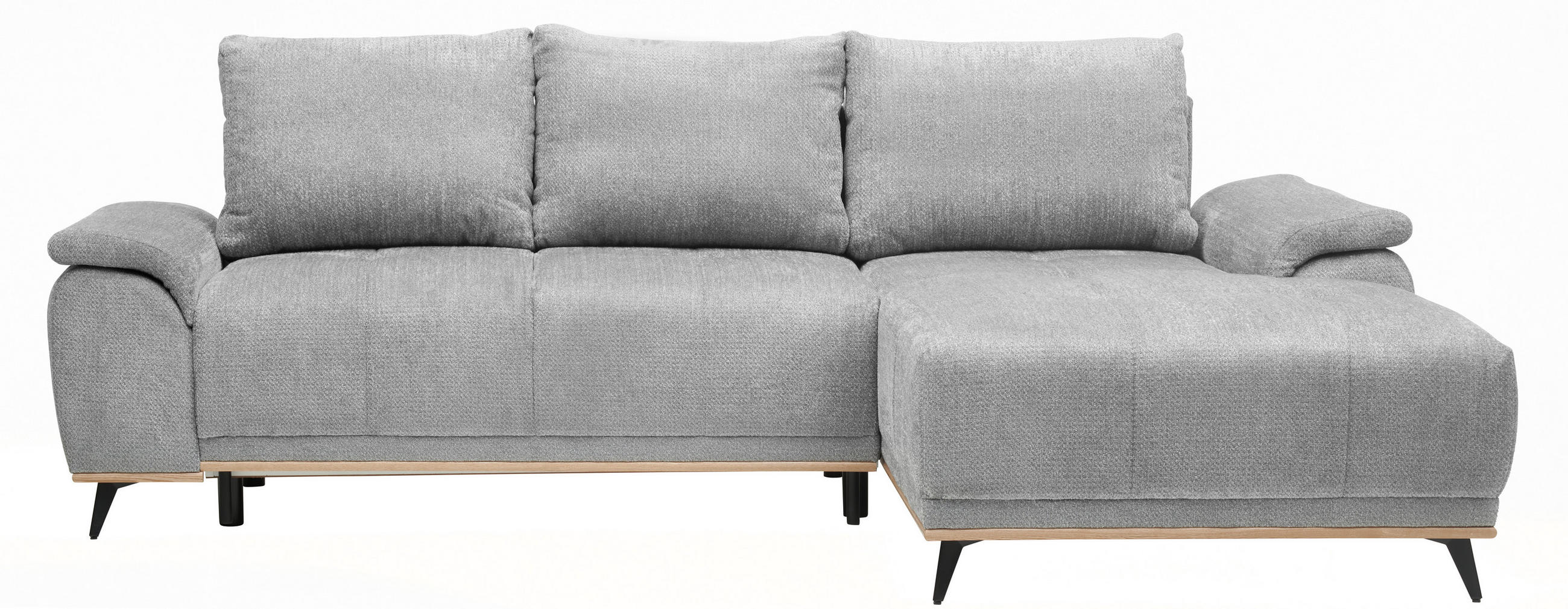 ECKSOFA in Chenille Grau  - Schwarz/Grau, MODERN, Textil/Metall (262/168cm) - home24