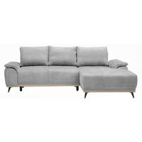 ECKSOFA in Chenille Grau  - Schwarz/Grau, Modern, Textil/Metall (262/168cm) - home24