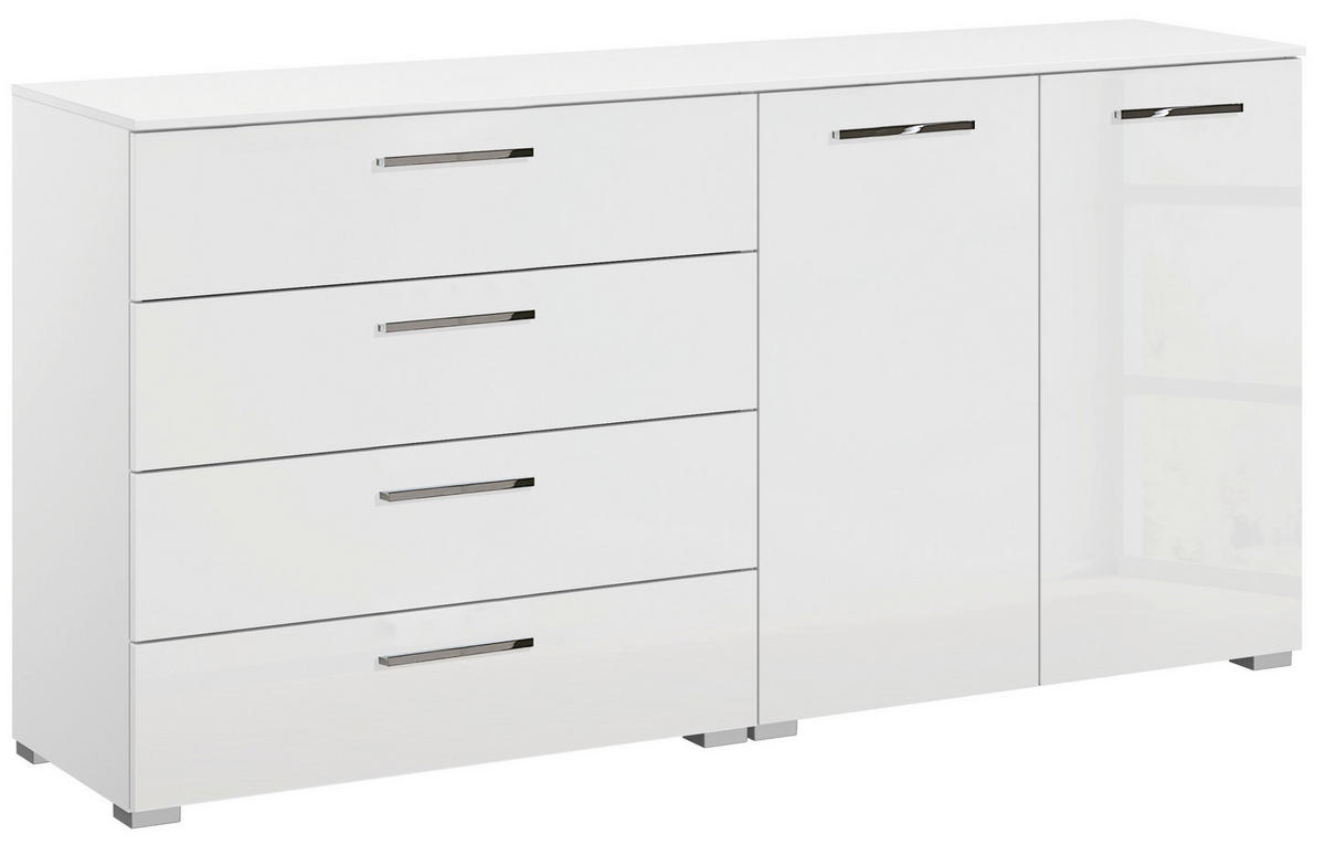 SIDEBOARD  in 160/81/42 cm  - Chromfarben/Weiß Hochglanz, Design, Holzwerkstoff/Kunststoff (160/81/42cm) - Novel