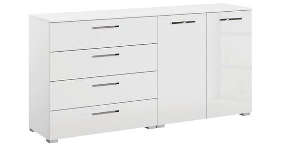 SIDEBOARD  160/81/42 cm 4 Schublade(n)  - Chromfarben/Weiß Hochglanz, Design, Holzwerkstoff/Kunststoff (160/81/42cm) - Novel