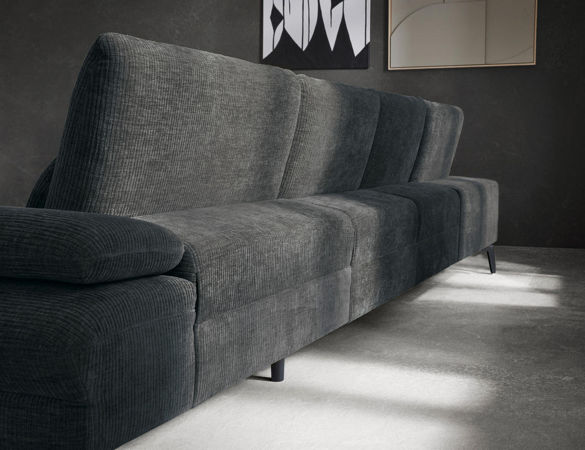 WOHNLANDSCHAFT in Webstoff Anthrazit  - Anthrazit/Schwarz, Design, Textil/Metall (208/354/157cm) - Dieter Knoll