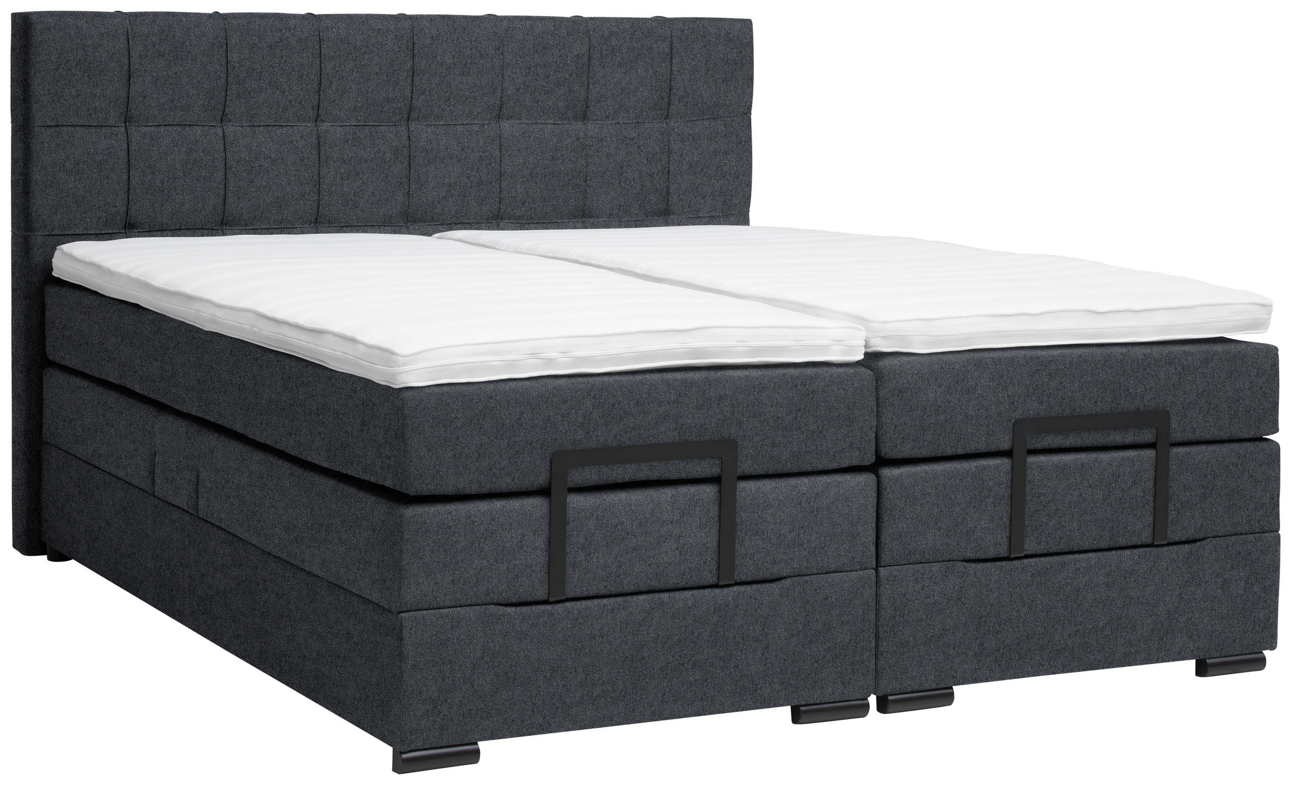 BOXSPRINGBETT 180/200 cm  in Dunkelgrau  - Dunkelgrau/Schwarz, Konventionell, Holz/Holzwerkstoff (180/200cm) - Moderano