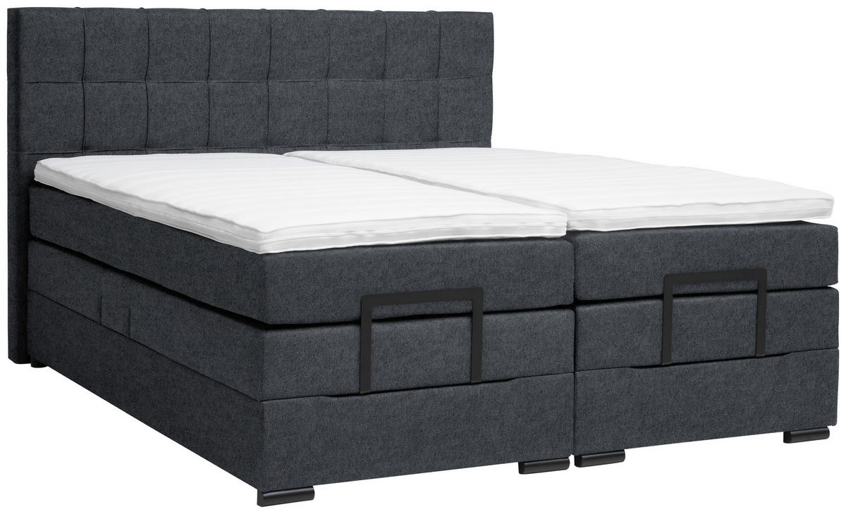 BOXSPRINGBETT 180/200 cm  in Dunkelgrau  - Dunkelgrau/Schwarz, KONVENTIONELL, Holz/Holzwerkstoff (180/200cm) - Moderano