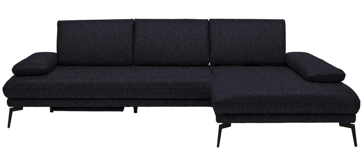 ECKSOFA in Echtleder Schwarz  - Schwarz, Design, Leder/Metall (273/187cm) - Celina Home