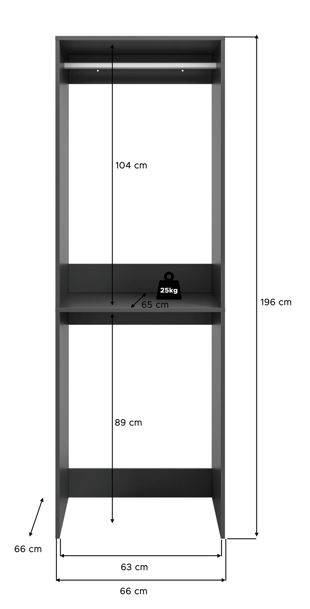 WASCHMASCHINENSCHRANK 66/195/60 cm  in Anthrazit  - Anthrazit/Weiß, Basics, Holzwerkstoff/Kunststoff (66/195/60cm) - MID.YOU