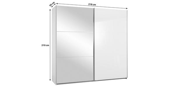 SCHWEBETÜRENSCHRANK  in Grau, Weiß  - Alufarben/Weiß, KONVENTIONELL, Glas/Holzwerkstoff (218/210/59cm) - Xora