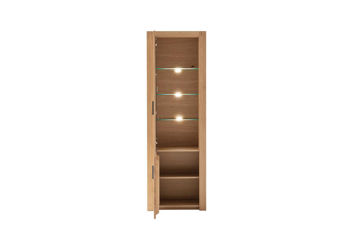 VITRINE in massiv Asteiche Eichefarben  - Eichefarben/Anthrazit, Design, Glas/Holz (66/203/37cm) - Livetastic
