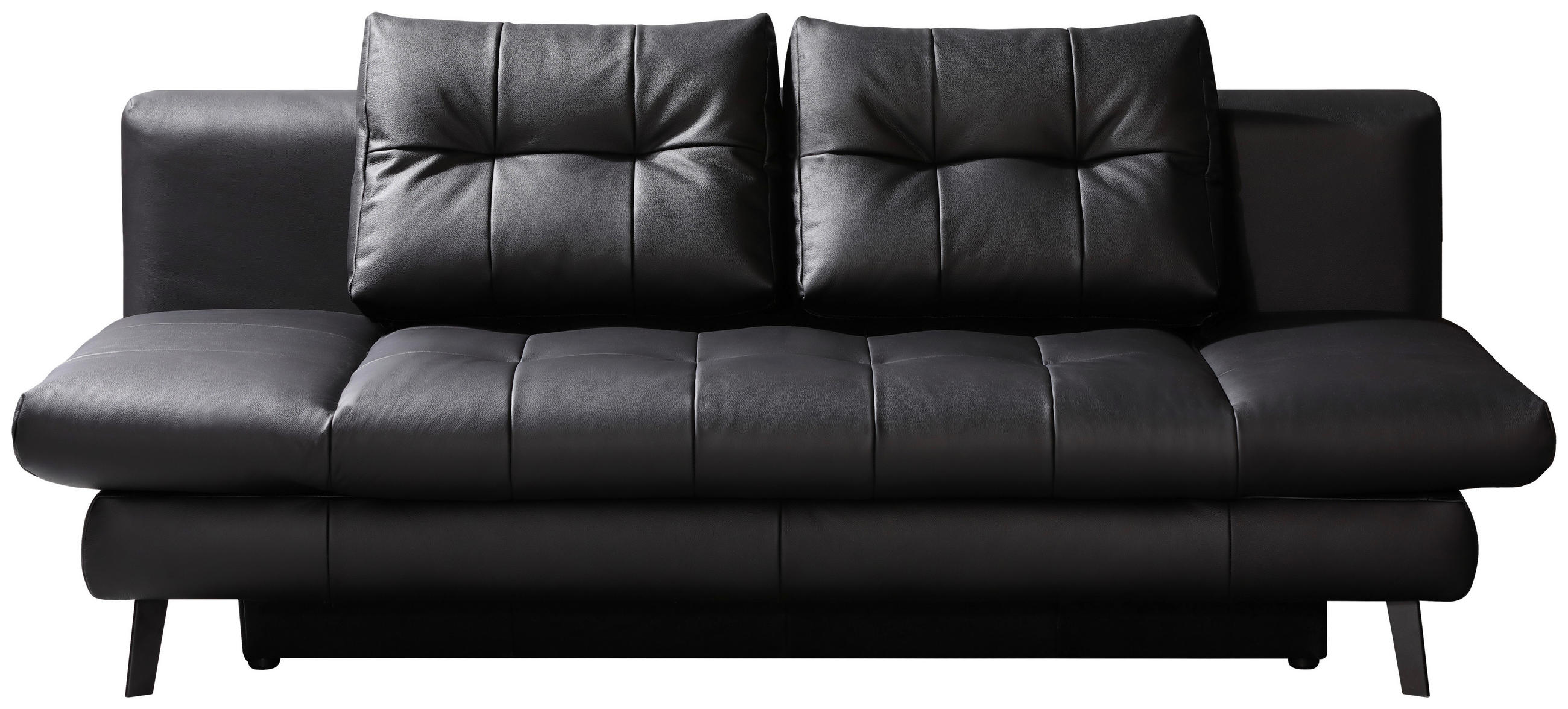 SCHLAFSOFA Schwarz Echtleder  - Schwarz, Design, Leder/Metall (209/94/94cm) - Novel