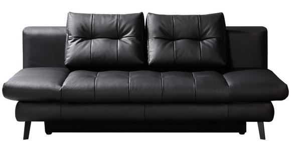 SCHLAFSOFA in Echtleder Schwarz  - Schwarz, Design, Leder/Metall (209/94/94cm) - Novel