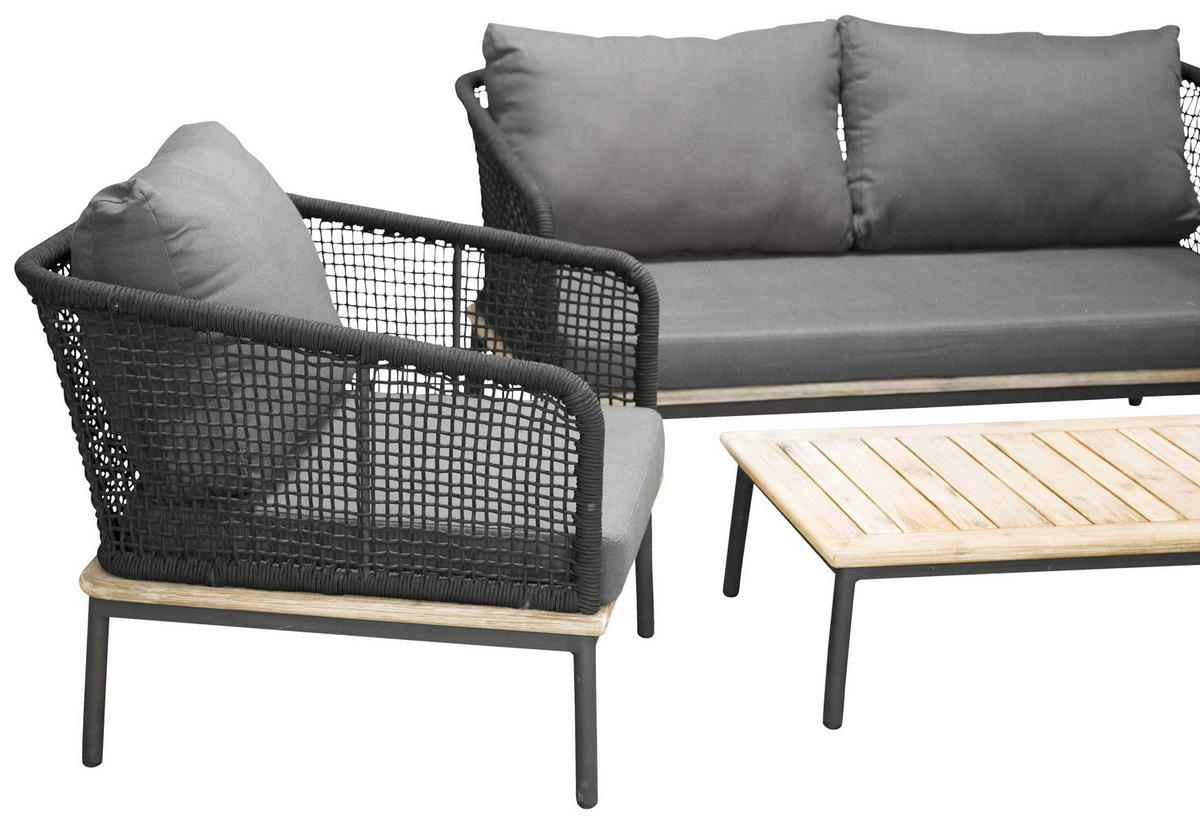 LOUNGEGARNITUR  79,5/148 cm   - Schwarz, KONVENTIONELL, Kunststoff (79,5/148cm) - Gardenson