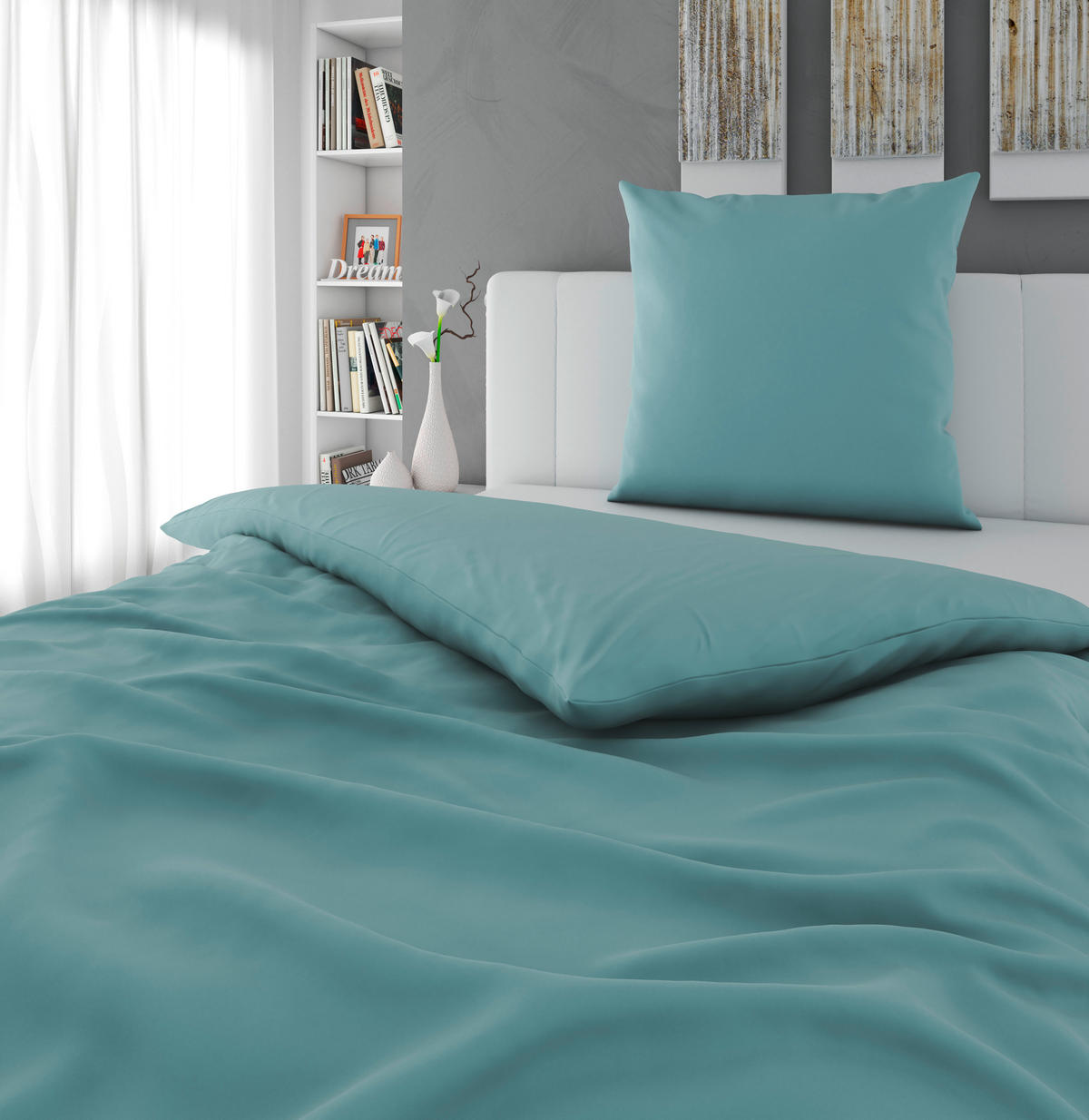 BETTWÄSCHE 2-teilig Kyoto Flachgewebe 135/200 cm  - Hellblau, Basics, Textil (135/200cm) - Bio:Vio