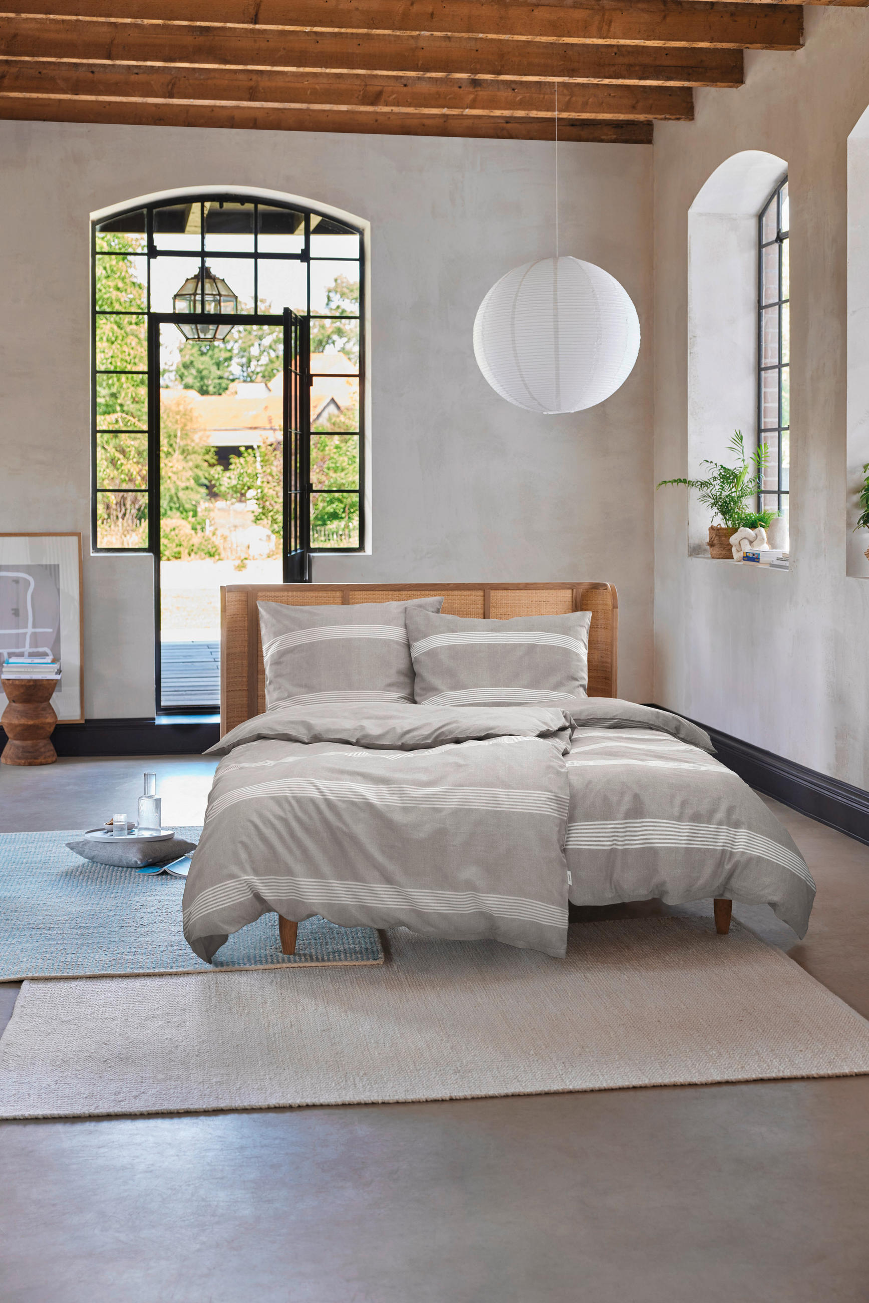 WENDEBETTWÄSCHE 135/200 cm E-Cady Renforcé  - Beige/Hellgrau, Basics, Textil (135/200cm) - Esprit