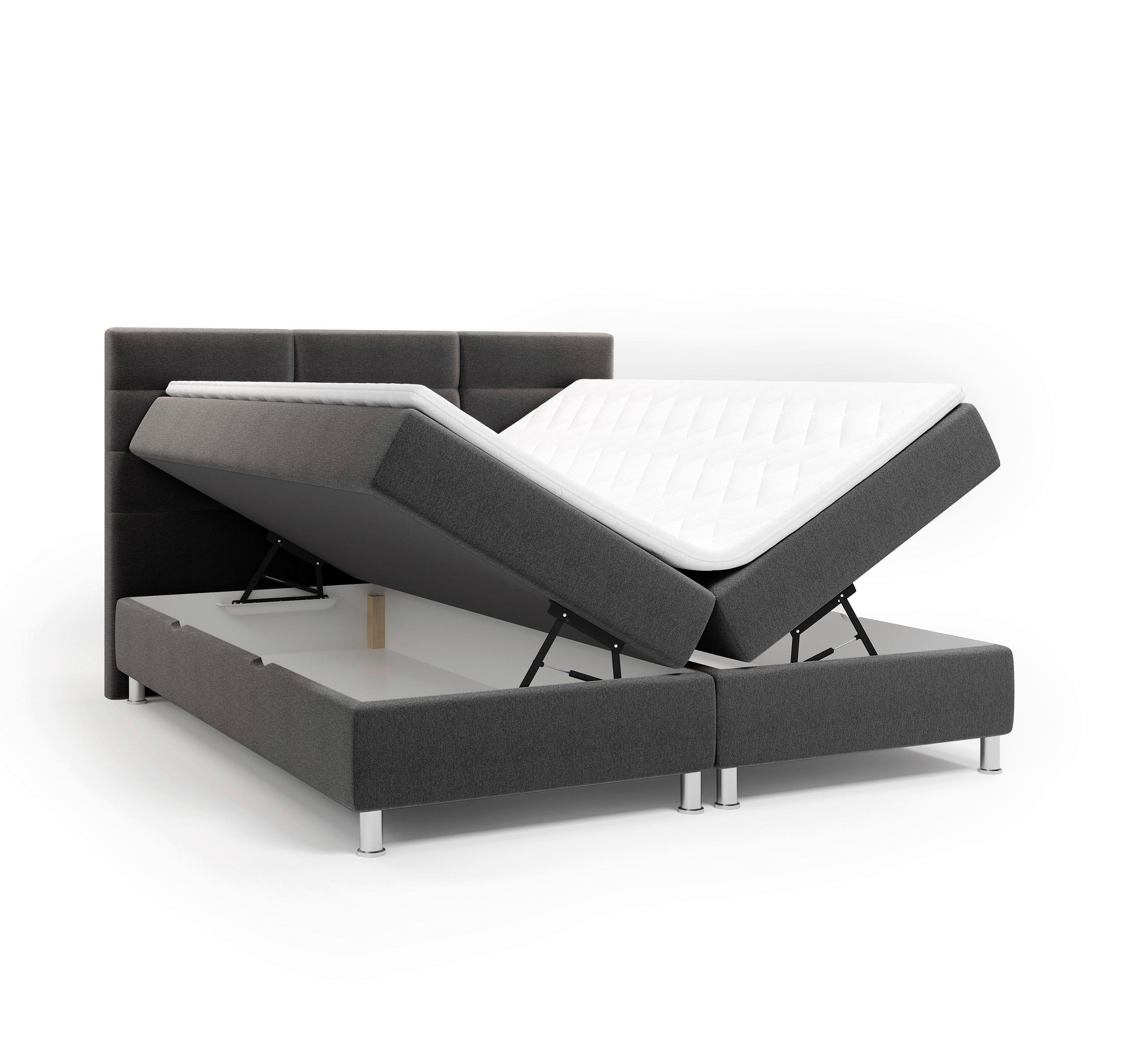 BOXBETT 160/200 cm  in Anthrazit  - Chromfarben/Anthrazit, KONVENTIONELL, Textil/Metall (160/200cm) - Carryhome