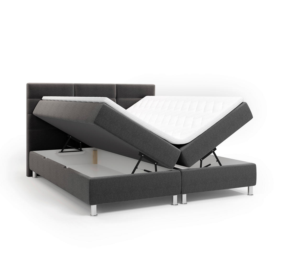 BOXBETT 160/200 cm  in Anthrazit  - Chromfarben/Anthrazit, KONVENTIONELL, Textil/Metall (160/200cm) - Carryhome