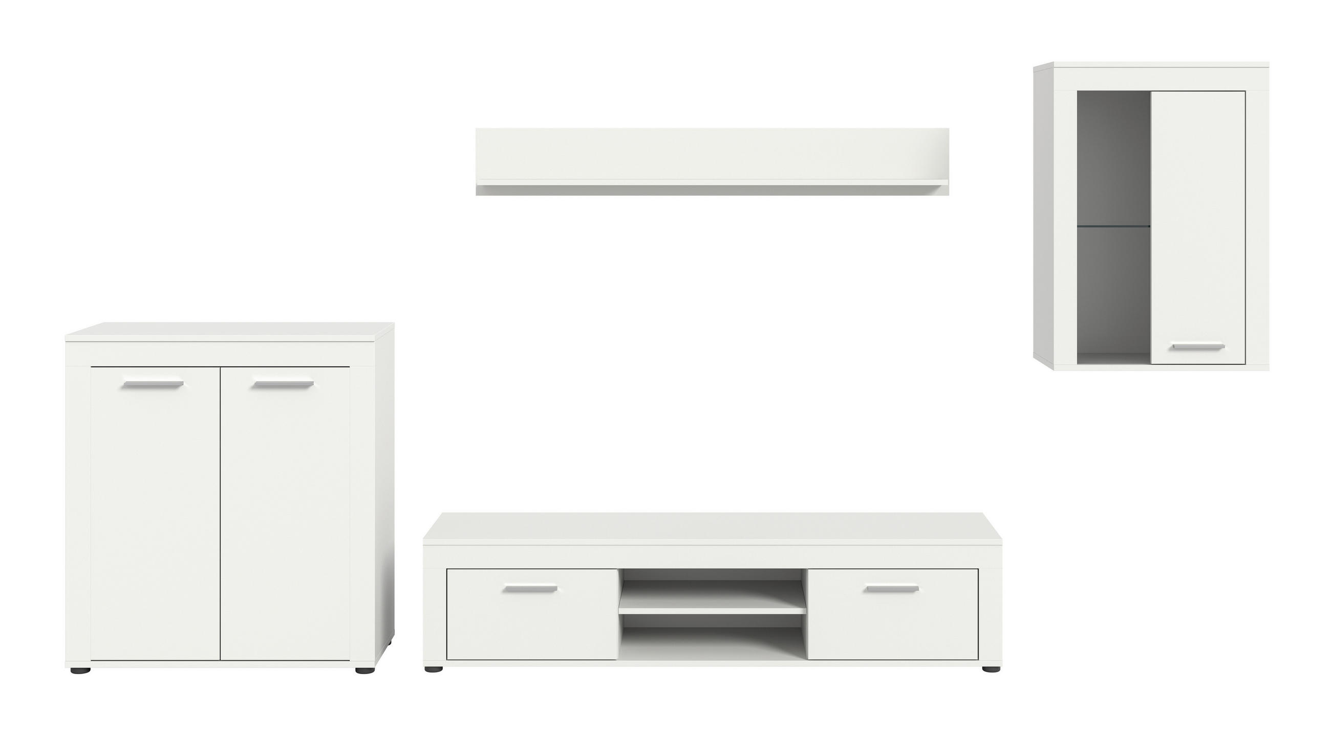 OBÝVACÍ STĚNA, bílá - bílá/barvy stříbra, Design, kompozitní dřevo/plast (330/169/35cm) - MID.YOU