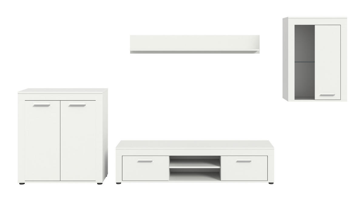 OBÝVACÍ STĚNA, bílá - bílá/barvy stříbra, Design, kompozitní dřevo/plast (330/169/35cm) - MID.YOU