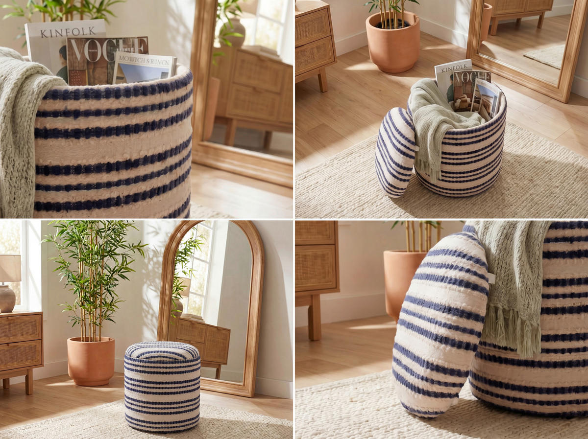 HOCKER Textil Beige  - Beige, Design, Textil (40/45/40cm) - Livetastic